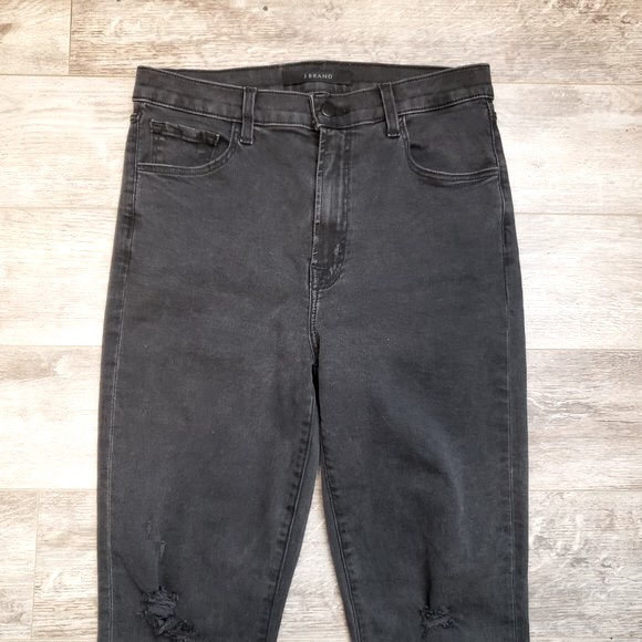 J Brand Leenah Black Distressed Knee Skinny Jeans 28 - Picture 3 of 8
